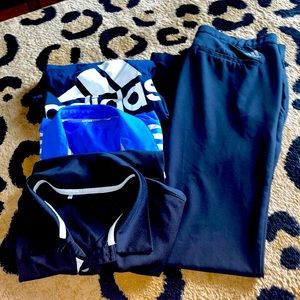 Mens lot bundle of adidas clothes golf polos tshirt and pants size L-32/32